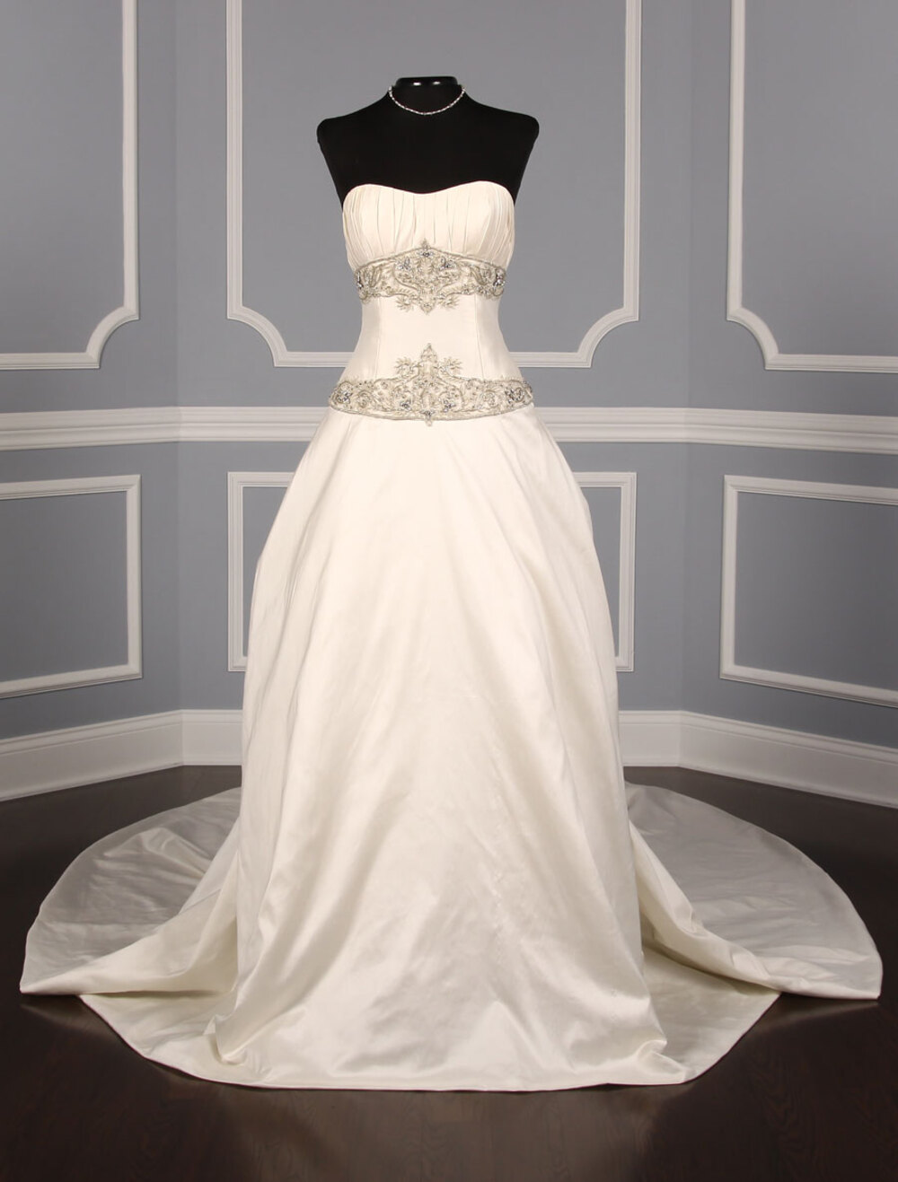 ST PUCCHI Bridal Wedding Dress Silk Shantung Crystals Strapless Corset Isabella